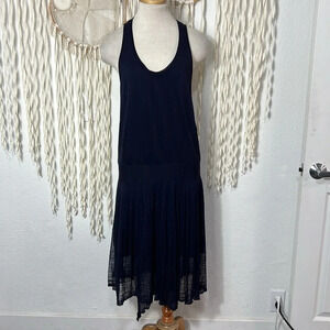 Raquel Allegra Navy Shred Skirt Midi Dress Size 1/M